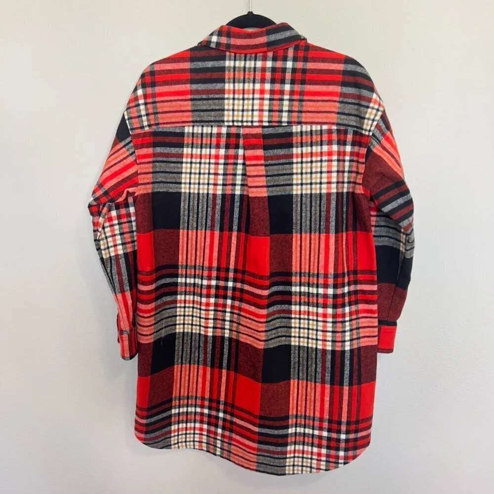 NEW Scotch & Soda Oversized Checked Overcoat Size XS Color Red Black - Picture 8 of 8